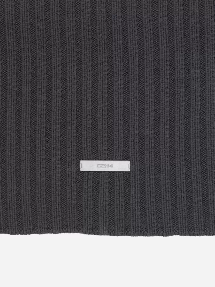 001__orpa_knit_panelled_scarf_6.webp Store C2H4 001 - Orpa Knit Panelled Scarf Dark Gray