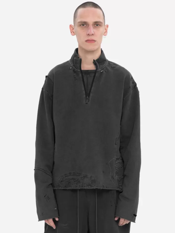 001x__ruin_distressed_zipup_crewneck_0.webp Cheap C2H4 001-X - Ruin Distressed Zip-Up Crewneck Charcoal Gray