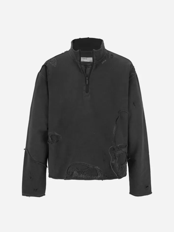 001x__ruin_distressed_zipup_crewneck_6.webp Cheap C2H4 001-X - Ruin Distressed Zip-Up Crewneck Charcoal Gray