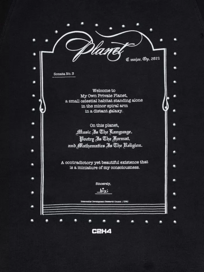 Hot C2H4 003 - "Rose On Score" Distressed Sleeveless Hoodie Black