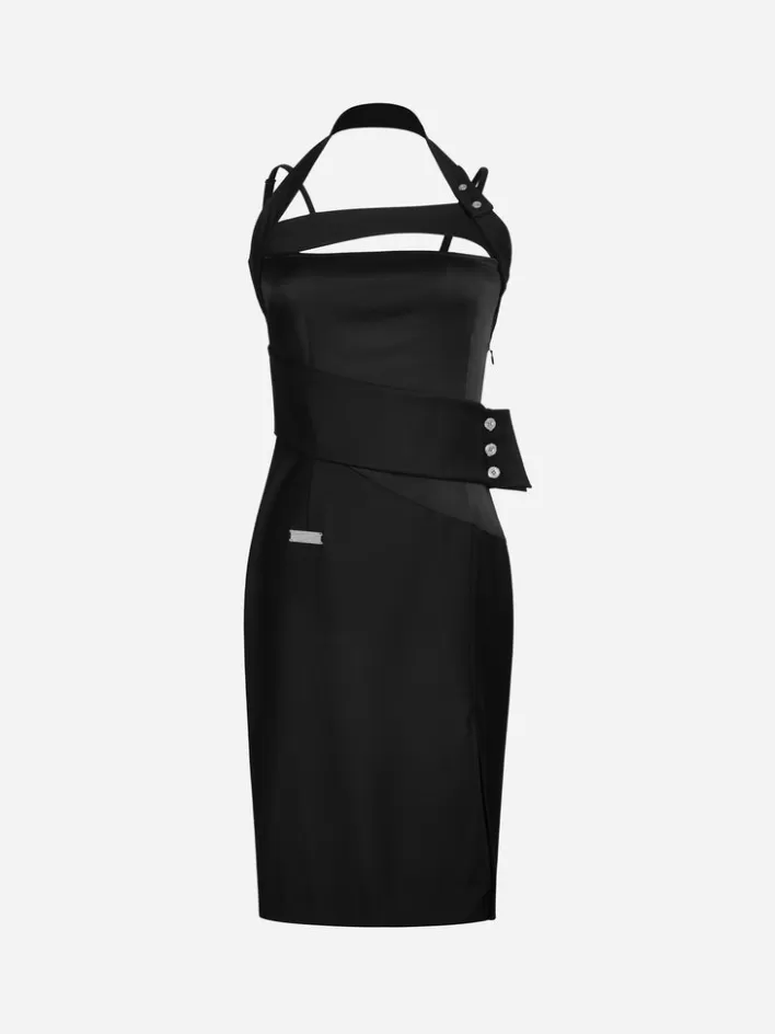 005__asymmetry_layered_mini_dress_4.webp Cheap C2H4 005 - Asymmetry Layered Mini Dress Glossy Black