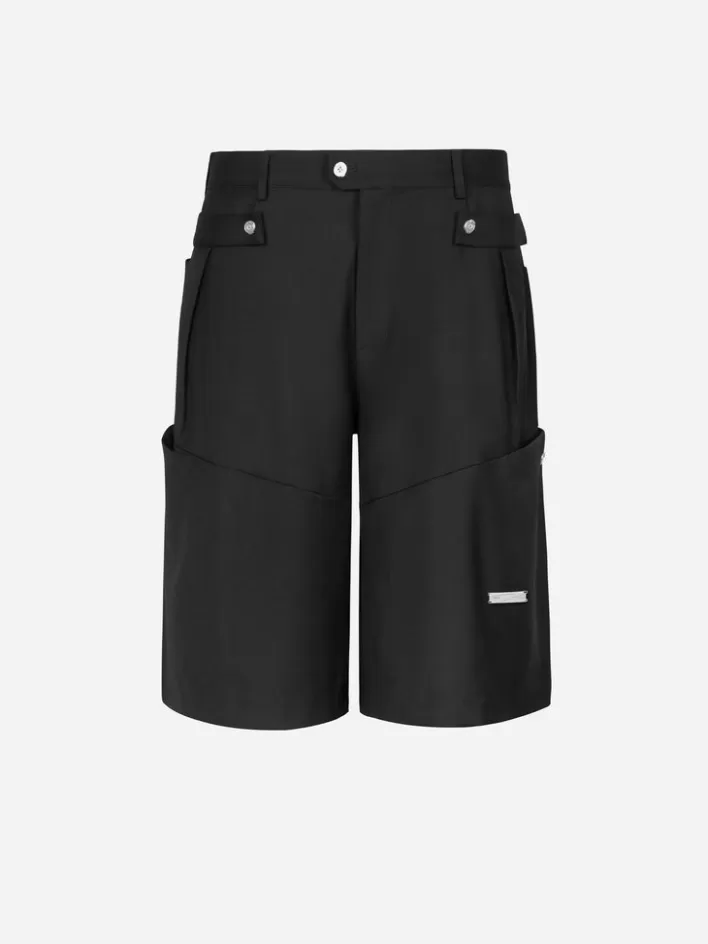 005__multi_pockets_wideleg_shorts_4.webp Sale C2H4 005 - Multi Pockets Wide-Leg Shorts Solemn Black