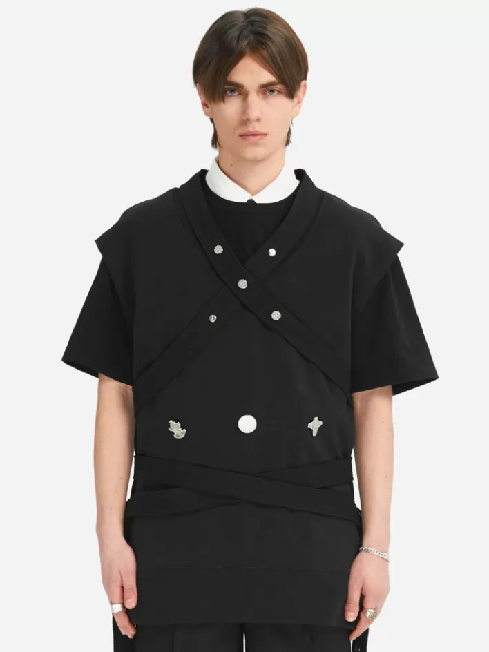 Best Sale C2H4 005 - Stagger Bandage Sweat Vest Vanward Black