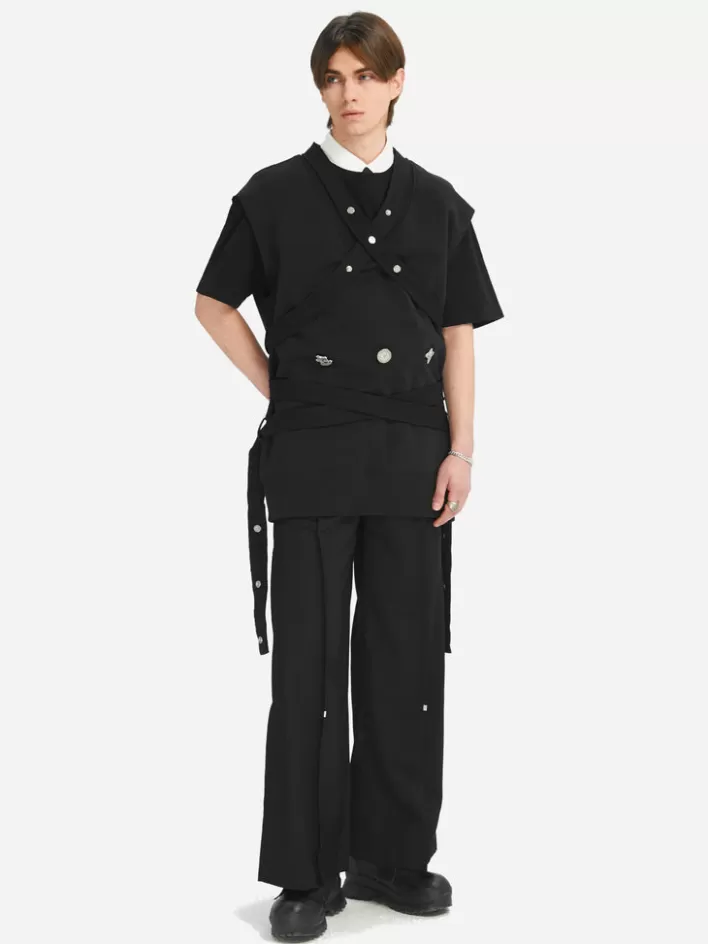 Best Sale C2H4 005 - Stagger Bandage Sweat Vest Vanward Black