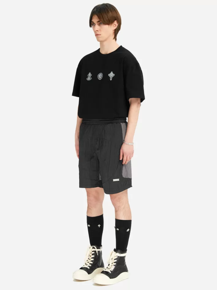 005__wrinkled_nylon_arch_panelled_track_shorts_2.webp Sale C2H4 005 - Wrinkled Nylon Arch Panelled Track Shorts Black&Gray