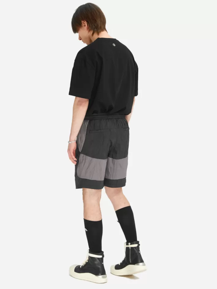 005__wrinkled_nylon_arch_panelled_track_shorts_3.webp Sale C2H4 005 - Wrinkled Nylon Arch Panelled Track Shorts Black&Gray
