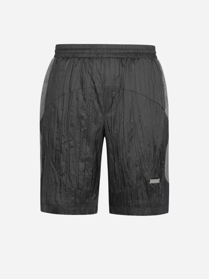 005__wrinkled_nylon_arch_panelled_track_shorts_4.webp Sale C2H4 005 - Wrinkled Nylon Arch Panelled Track Shorts Black&Gray
