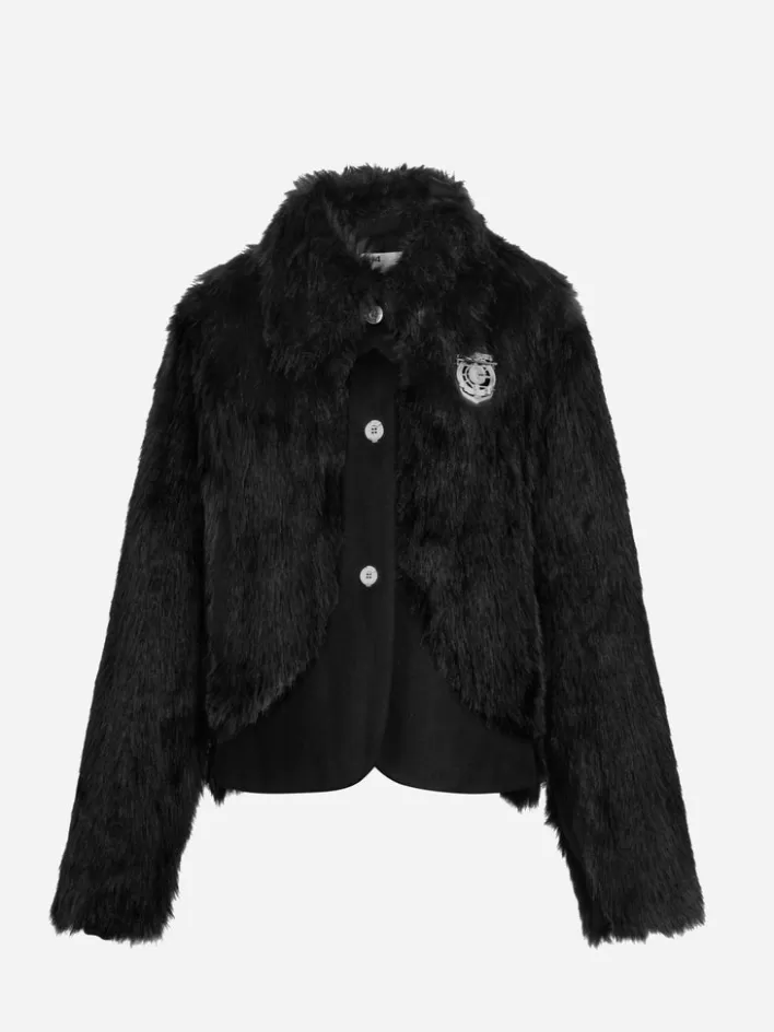 006__arch_paneled_fur_jacket_4.webp Sale C2H4 006 - Arch Paneled Fur Jacket Fuzzy Black