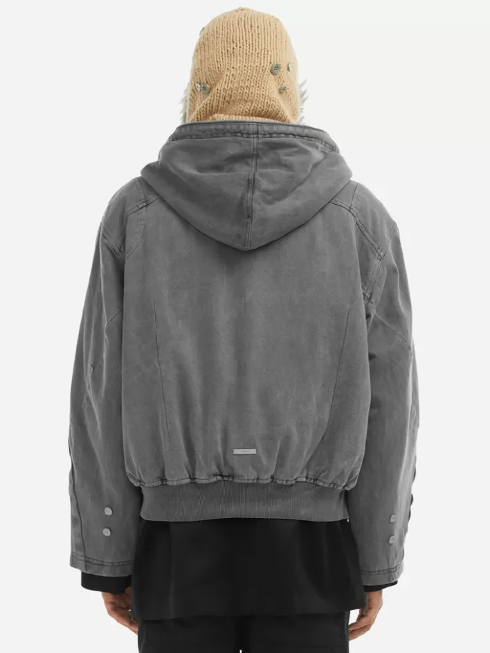 Outlet C2H4 006 - Cold-Dye Military Stagger Stripe Quilted Jacket Fogged Gray