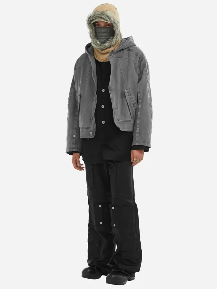 Outlet C2H4 006 - Cold-Dye Military Stagger Stripe Quilted Jacket Fogged Gray