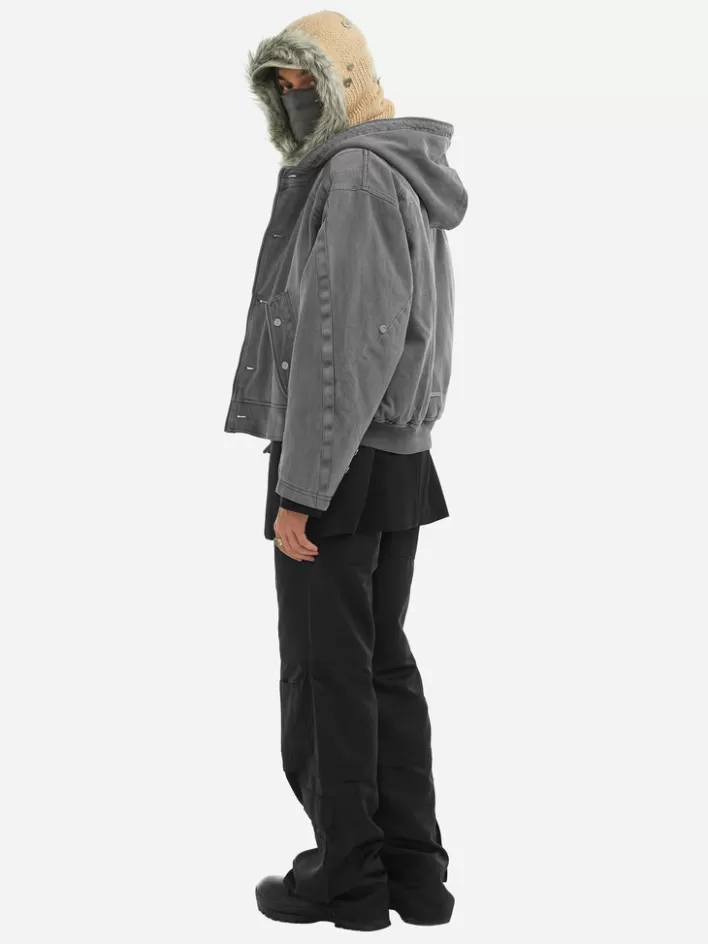 Outlet C2H4 006 - Cold-Dye Military Stagger Stripe Quilted Jacket Fogged Gray