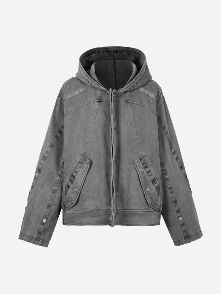 Outlet C2H4 006 - Cold-Dye Military Stagger Stripe Quilted Jacket Fogged Gray