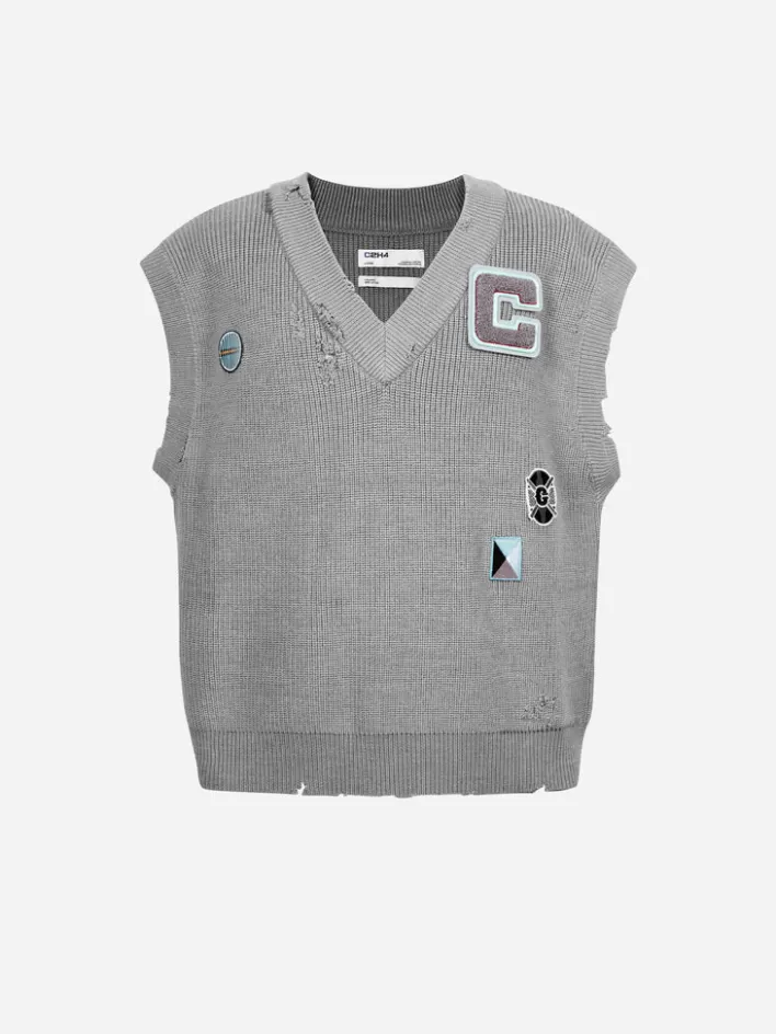 006__distressed_knit_vest_4.webp Discount C2H4 006 - Distressed Knit Vest Fogged Gray