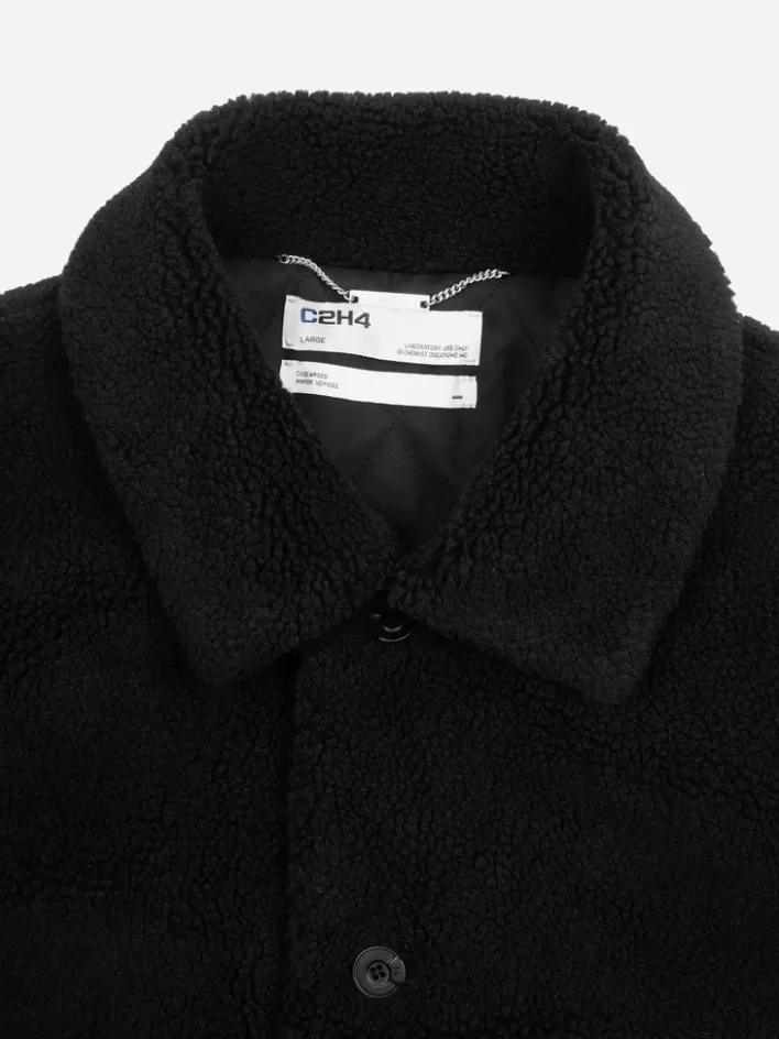 006__handprint_padded_fleece_jacket_6.webp Store C2H4 006 - Handprint Padded Fleece Jacket Fuzzy Black