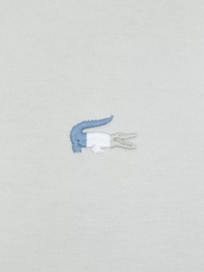 Store C2H4 X Lacoste Applique Logo Double Layer Long Sleeve T-Shirt Light Gray