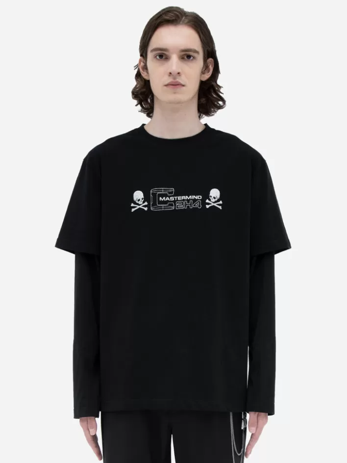 Flash Sale C2H4 ® X Mastermind Japan "C-Mastermind" Double Layer Glitter Powder Long Sleeve T-Shirt Black