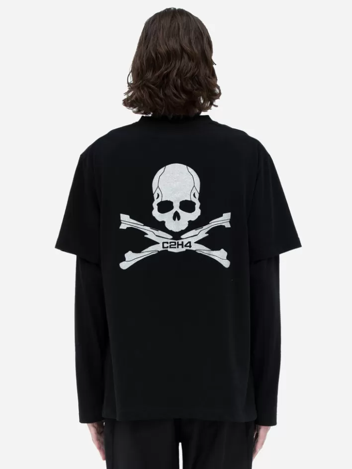 Flash Sale C2H4 ® X Mastermind Japan "C-Mastermind" Double Layer Glitter Powder Long Sleeve T-Shirt Black