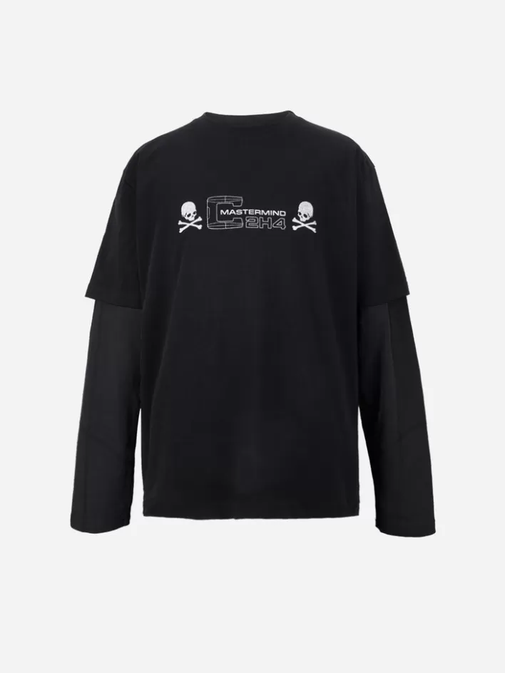 Flash Sale C2H4 ® X Mastermind Japan "C-Mastermind" Double Layer Glitter Powder Long Sleeve T-Shirt Black