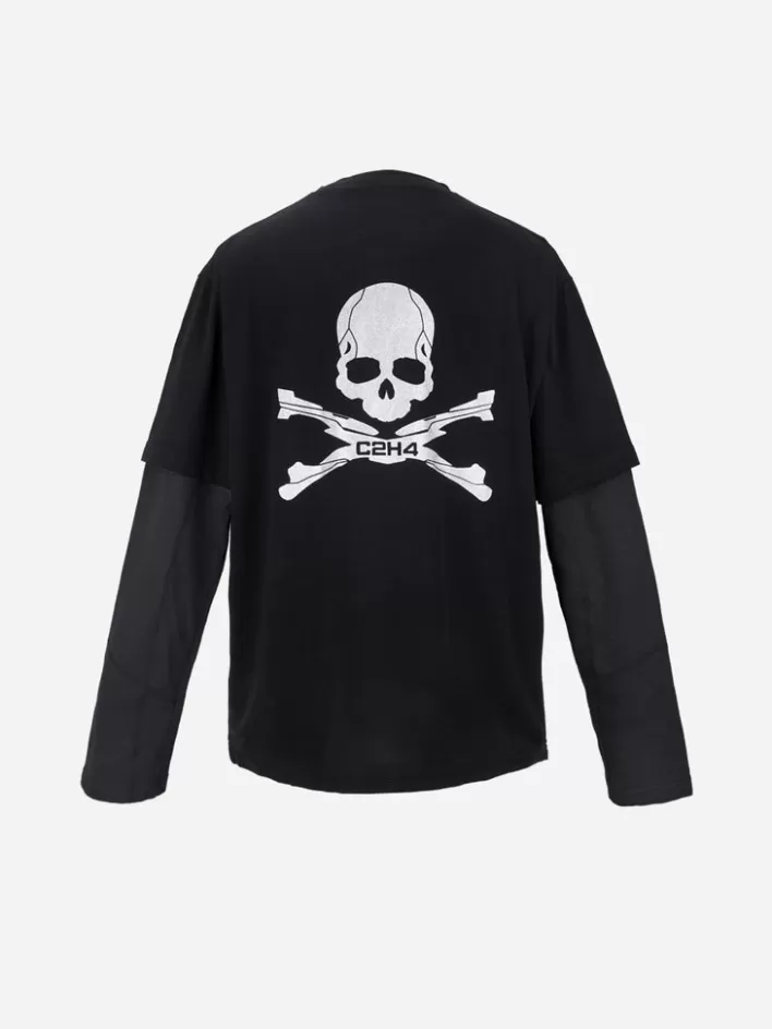 Flash Sale C2H4 ® X Mastermind Japan "C-Mastermind" Double Layer Glitter Powder Long Sleeve T-Shirt Black