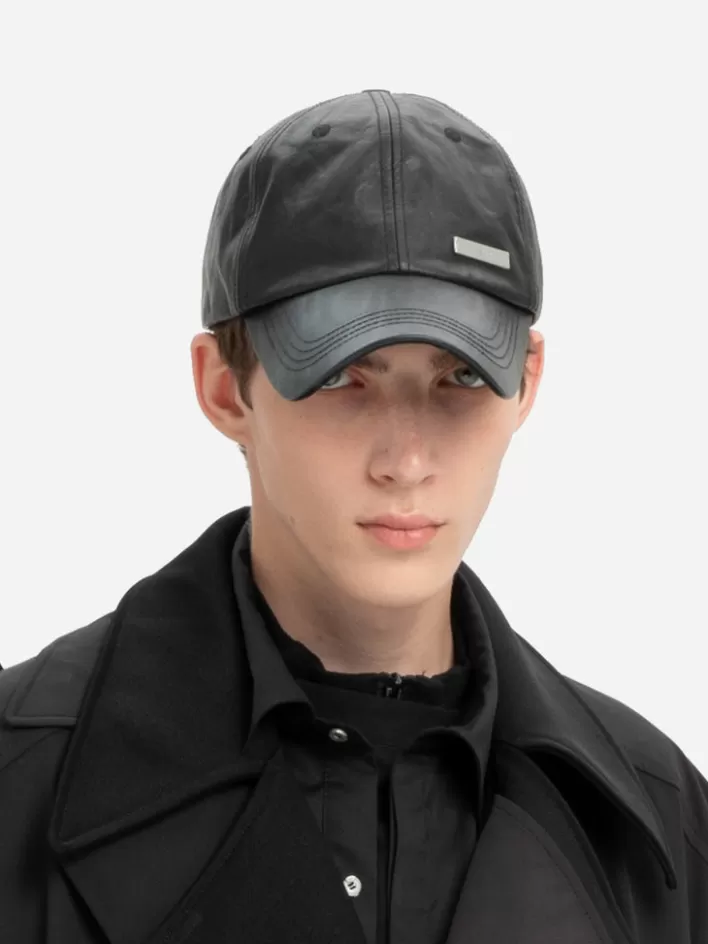 staff_uniform_crease_leather_cap_4.webp Online C2H4 Staff Uniform Crease Leather Cap Black